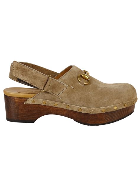 gucci brown suede clogs